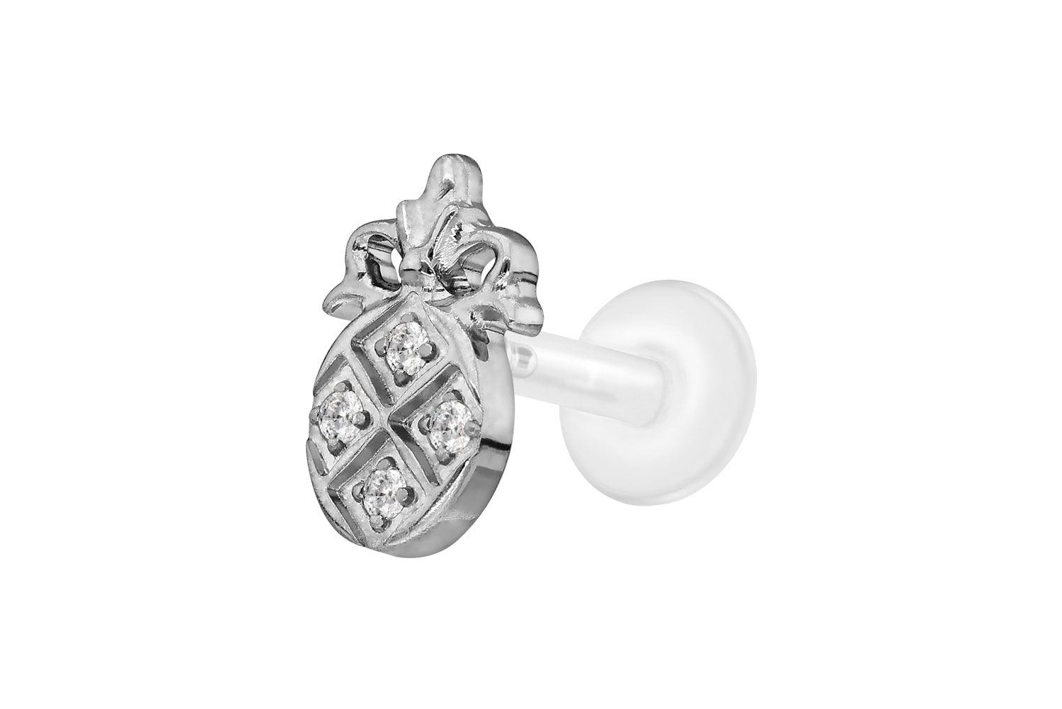 PTFE Labret Piercing mit Innengewinde + Titan-Aufsatz KRISTALLANANAS